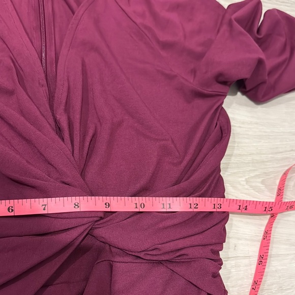 Ann Taylor Berry color  Twist front V-Neck  Midi Dress. - Picture 7 of 8